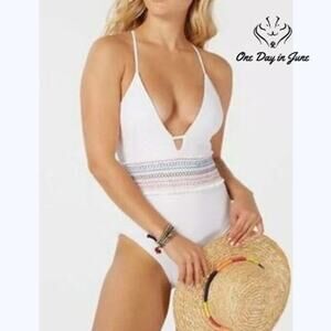Bar III Smocking Solids One Piece Swimsuit Size XL